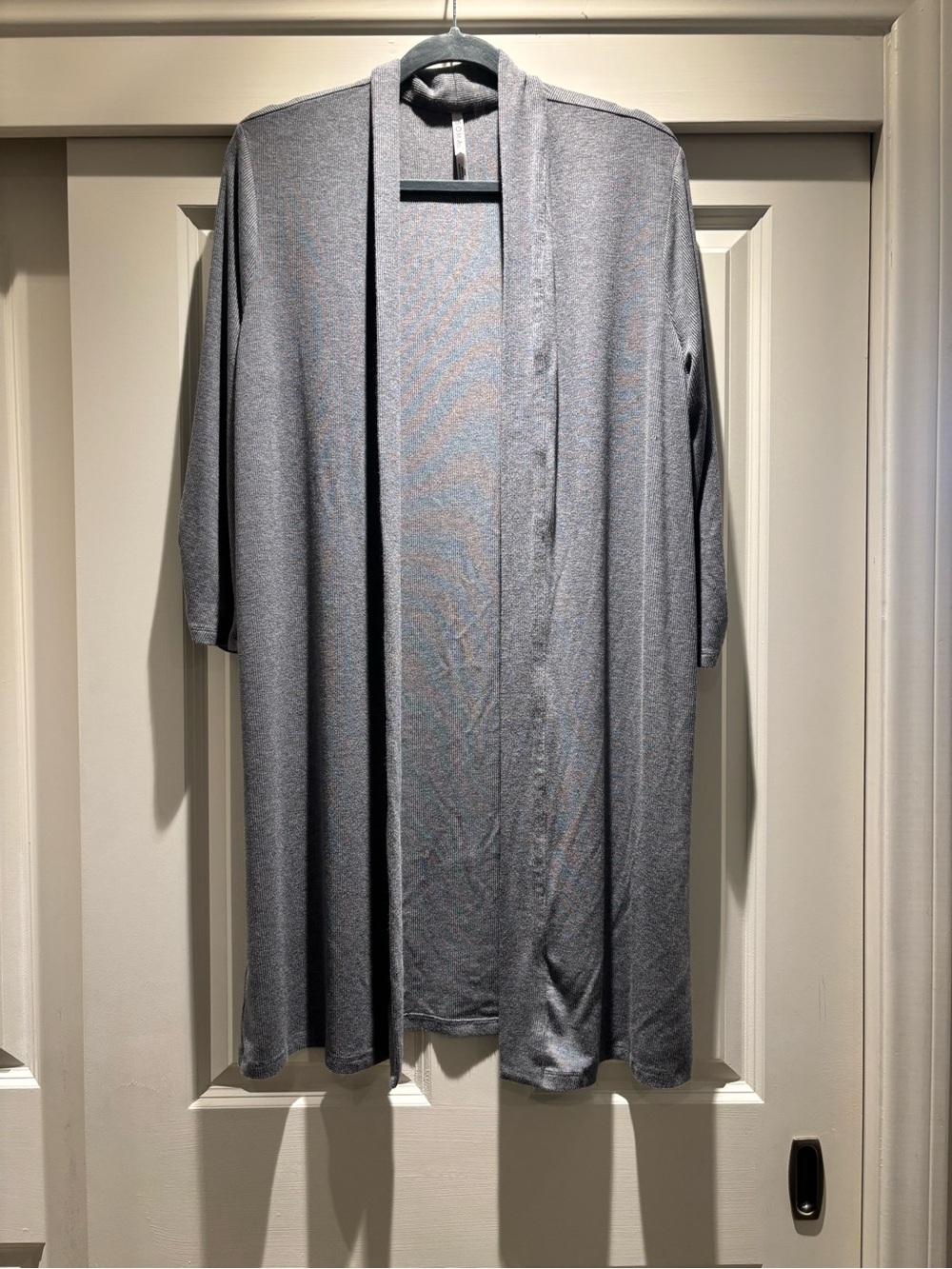 Soma Ribbed Gray Open-Front Cardigan